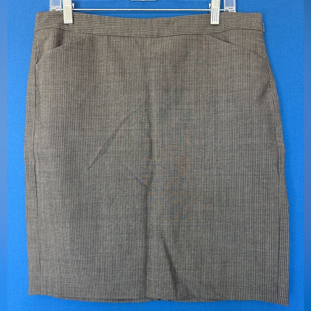 Theory Brown Pinstripe Pencil Skirt